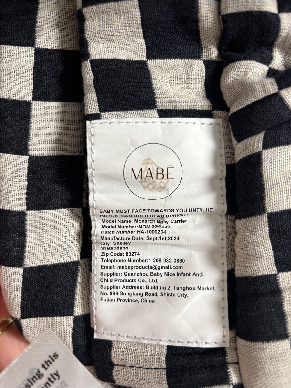 MABE Black and White Checkered Carrier - Picture 5 of 5